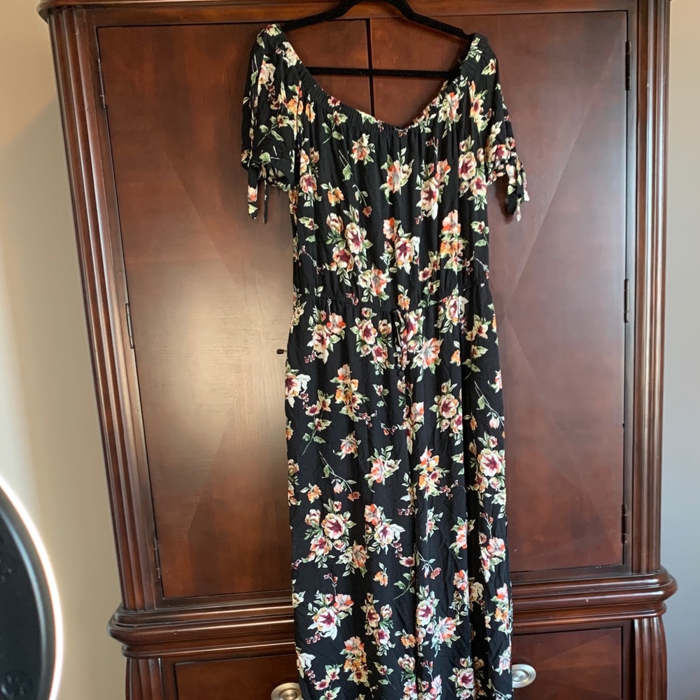 Wide leg, off the shoulder jumpsuit